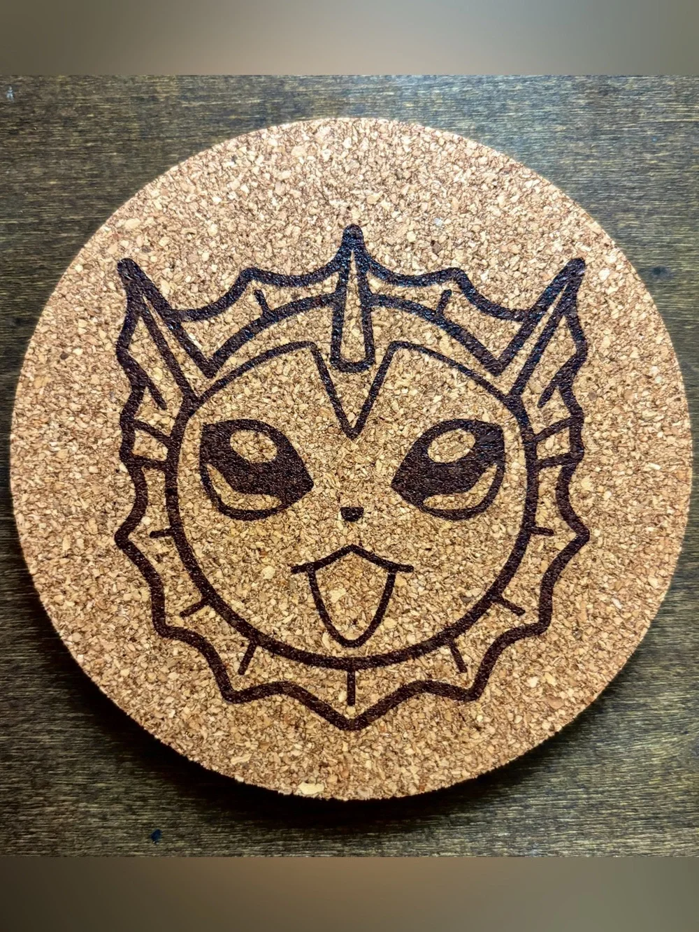 Pokemon Vaporeon Face Laser Engraved Cork Coaster